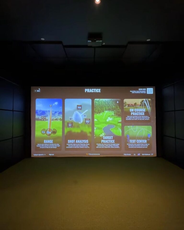 Golf simulator lounge tenant improvement with finished seating area in Central Texas