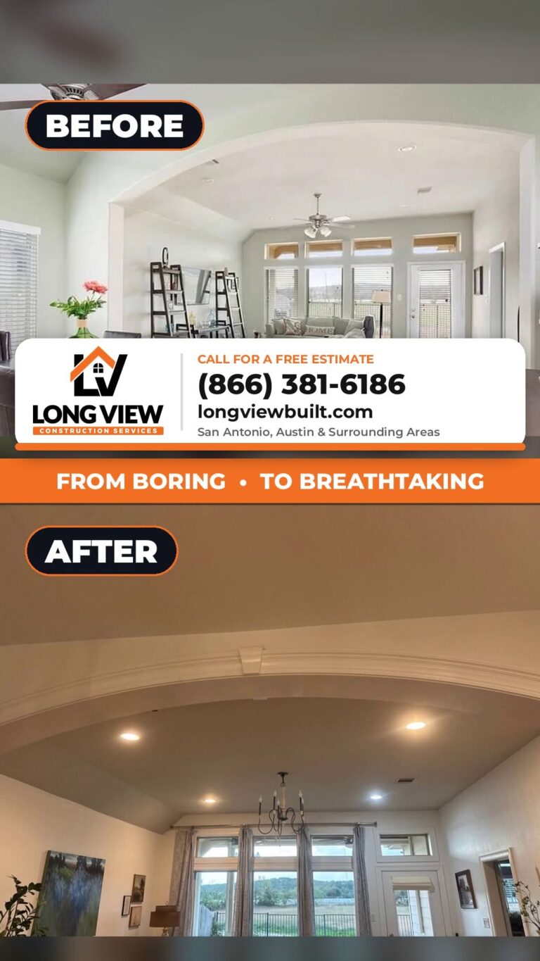 Living room remodel before and after, Long View Construction Services